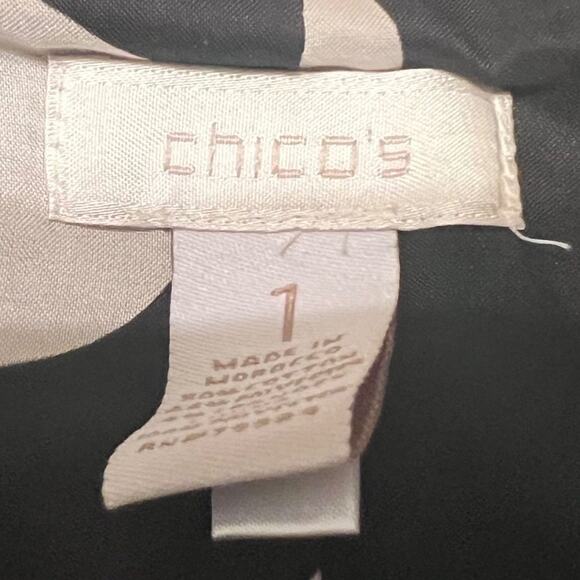 Chico's black lapel blazer lined with white polka dots office career Sz 1 US Med - Picture 11 of 11